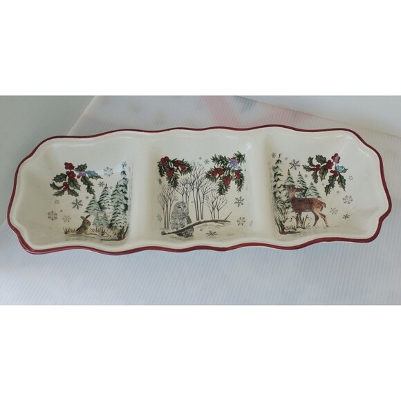 Better Homes & Gardens Heritage Christmas Collection 3 Section Serving Tray Dish - Picture 7 of 10